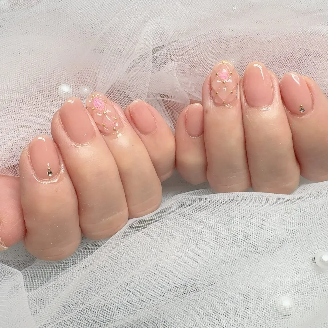 ネイル 長さ出し ジェルネイル 韓国ネイル 持ち込み ニュアンスネイル ハンドネイル ハンドケア NailSpace 猫のいるネイルサロンのネイルデザイン