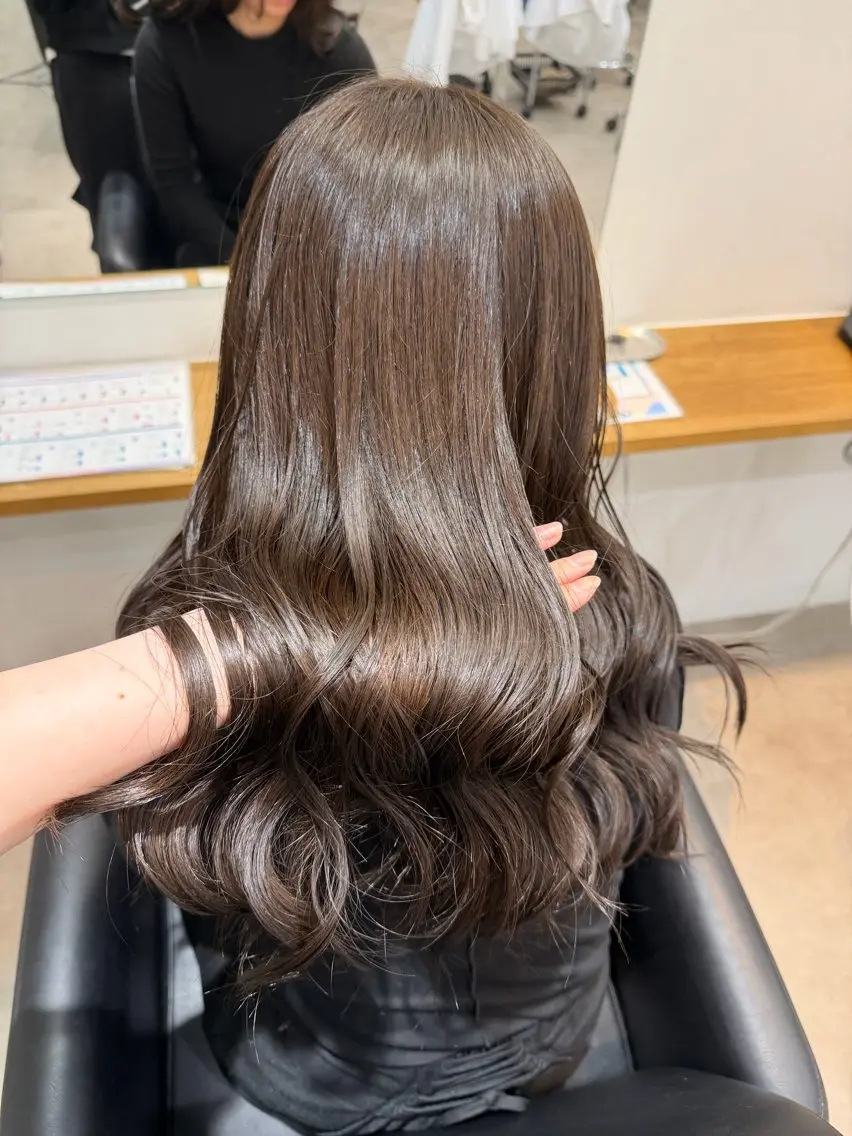 ロング 縮毛矯正 カット ヘアカラー 縮毛矯正 韓国風hair💕 Kanonのヘアスタイル