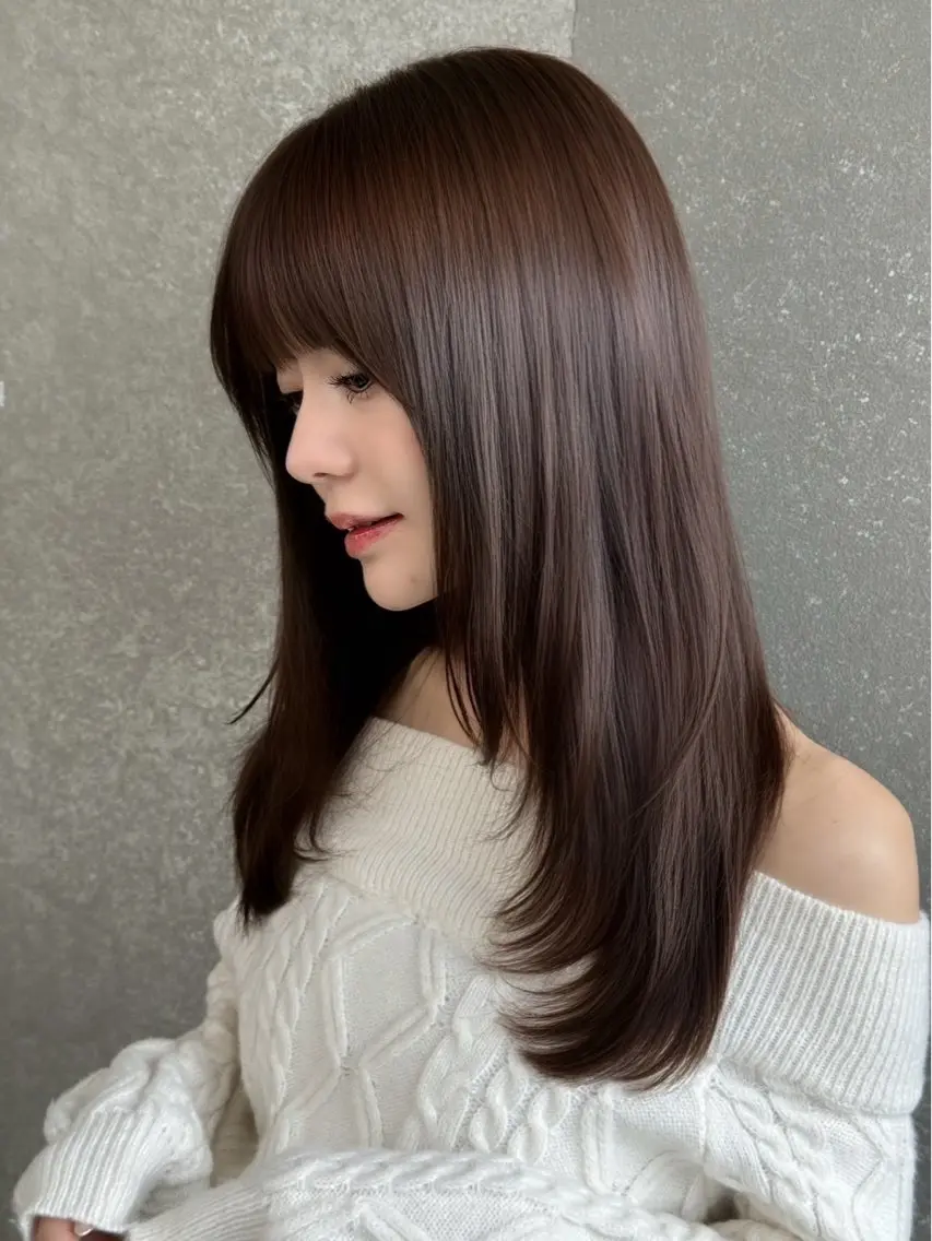 ロング 艶カラー✨️縮毛矯正 ☁みさ🫧🤍のヘアスタイル