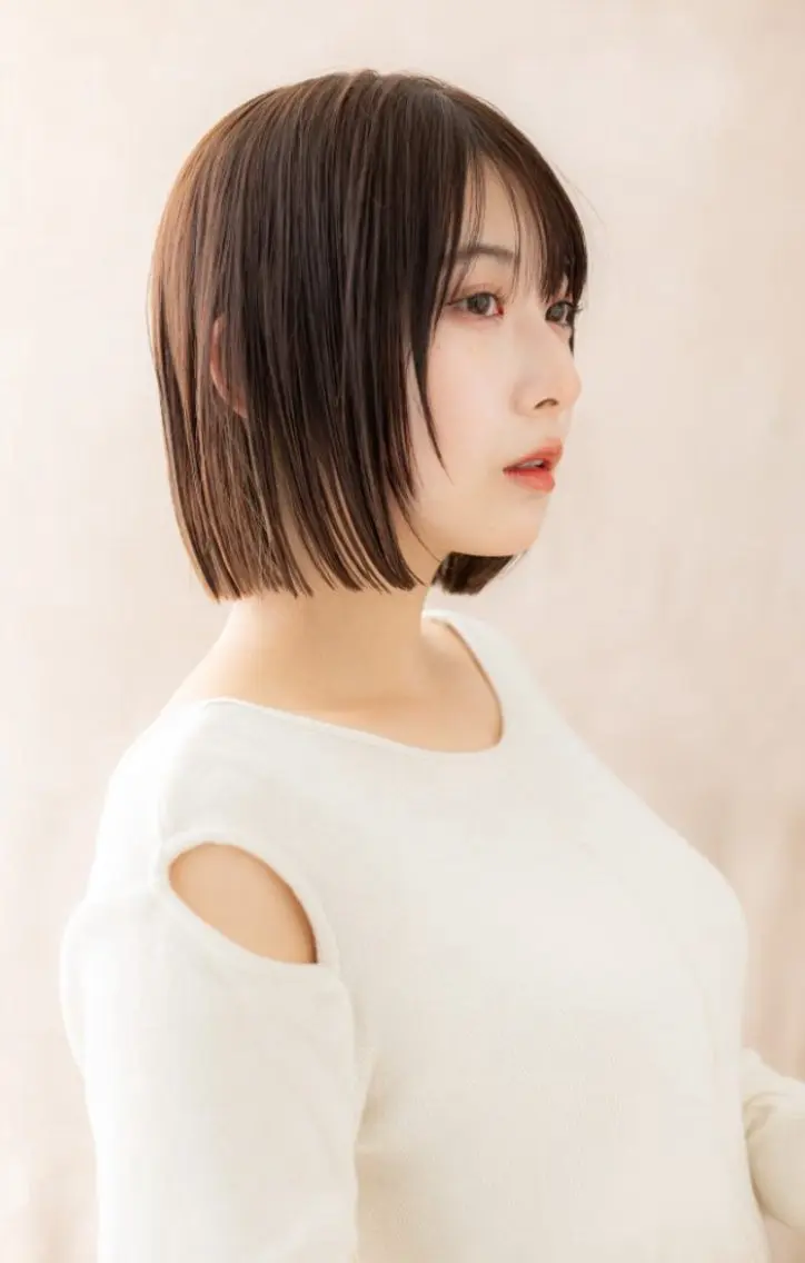 ミディアム カット ヘアカラー トリートメント ヘッドスパ 庭木華瑠🐾ボブ🧡 透明感カラー✨のヘアスタイル