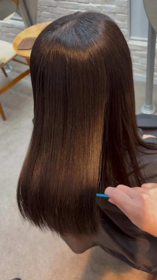 ロング カット 縮毛矯正 ほの /縮毛矯正 /メンズ/カラーのヘアスタイル