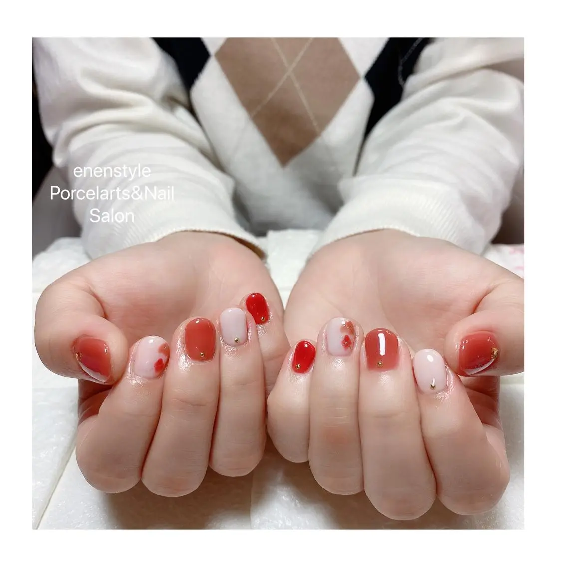 ミディアム ネイル ハンドネイル 🐾enen style 🐾のネイルデザイン