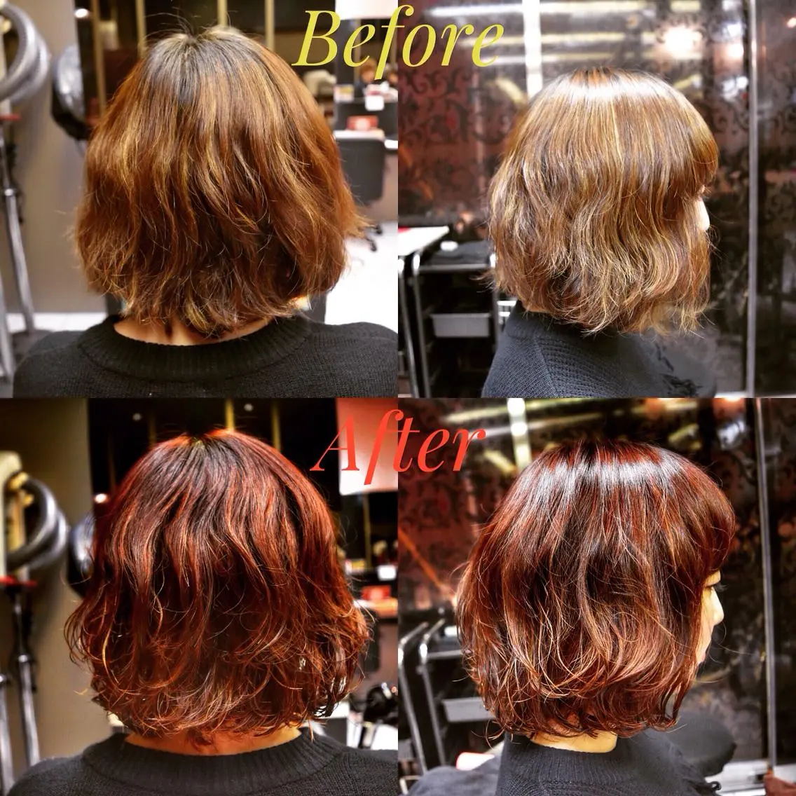 ミディアム カラー パーマ ミディアムパーマ グラデーションカラー 中川 拓弥のヘアスタイル