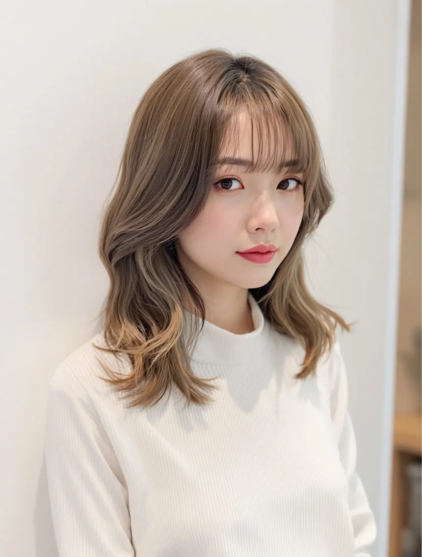 セミロング カット ヘアカラー 前山未依亜 マエヤマミイアのヘアスタイル