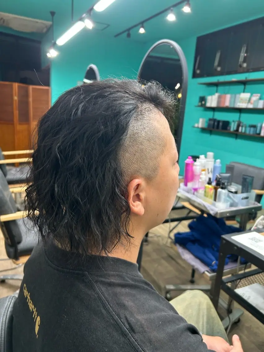 パーマ メンズ マンバンヘア メンズパーマ 長谷川 央のヘアスタイル