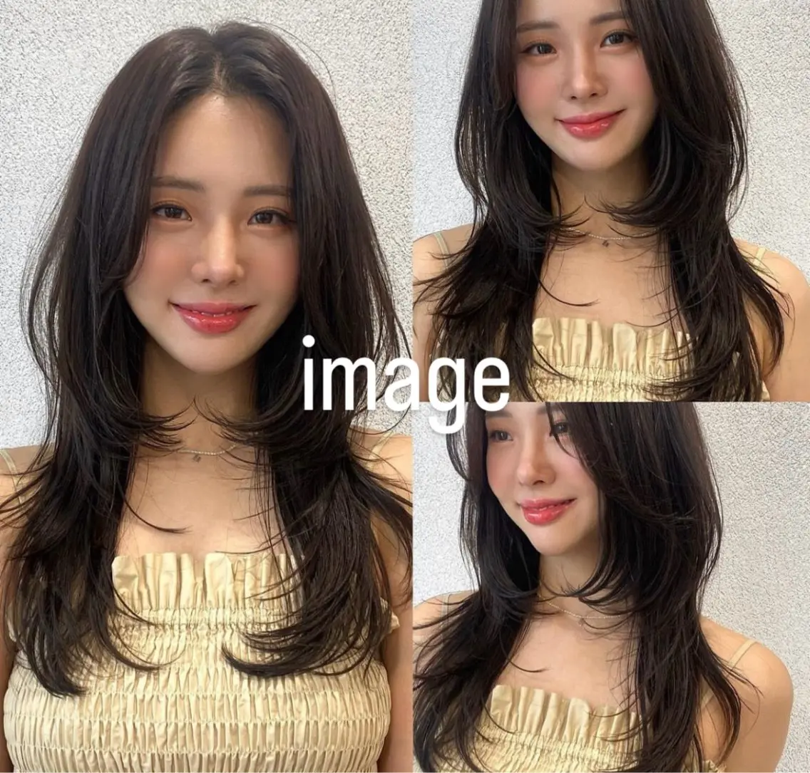 ロング レイヤーカット 吉祥寺Yuuka韓国 ハイトーンカラー🎀のヘアスタイル