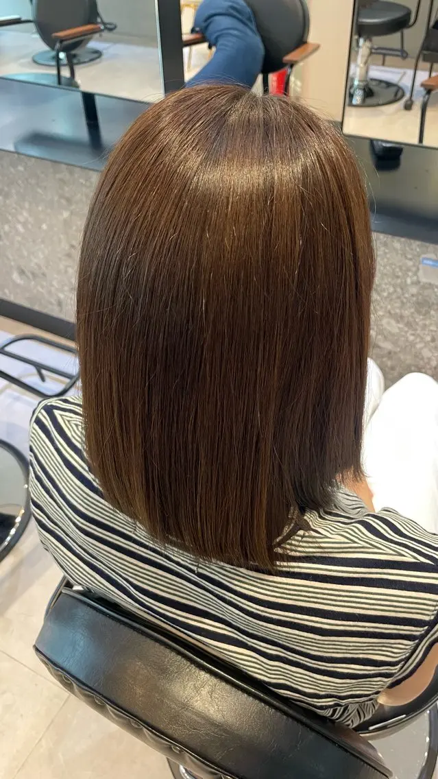 ミディアム カラー ブラウンカラー モカブラウン オリーブカラー🫒/ ハッシュカット/みゆのヘアスタイル