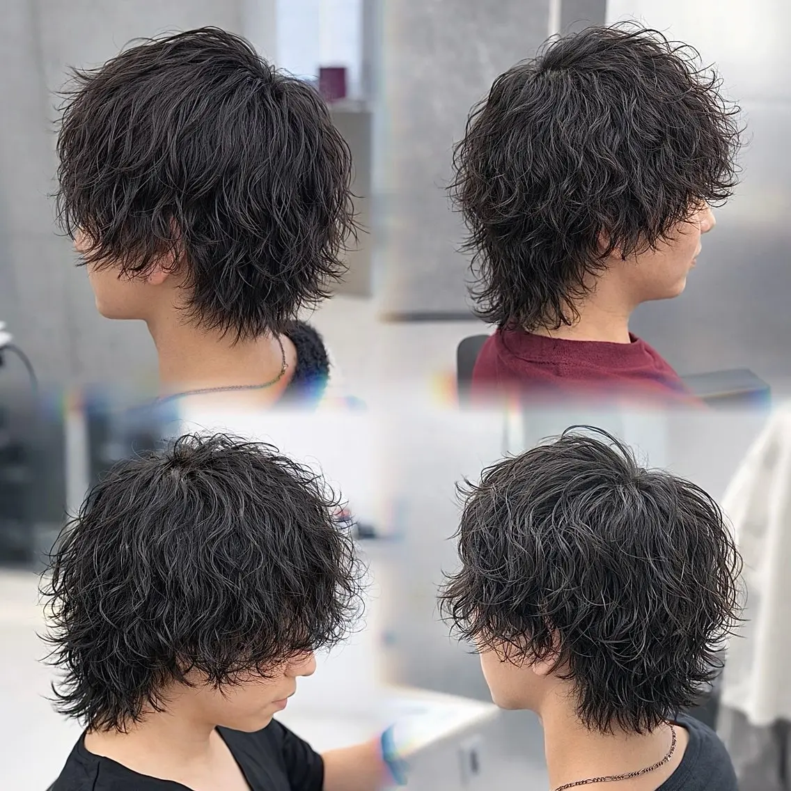 ミディアム パーマ メンズ カット パーマ トリートメント ʜᴀʀᴜᴋᴀ♱メンズ ウルフ/ブリーチのヘアスタイル