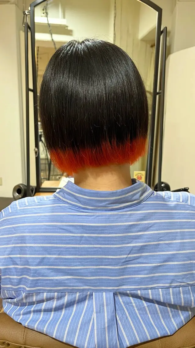 ショート カラー オレンジ ボブ パ ルのヘアスタイル