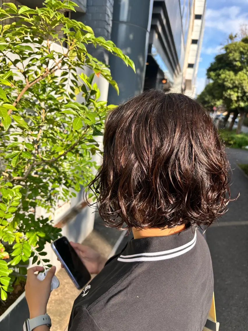 ショート パーマ ボブ 中村 芽衣那のヘアスタイル