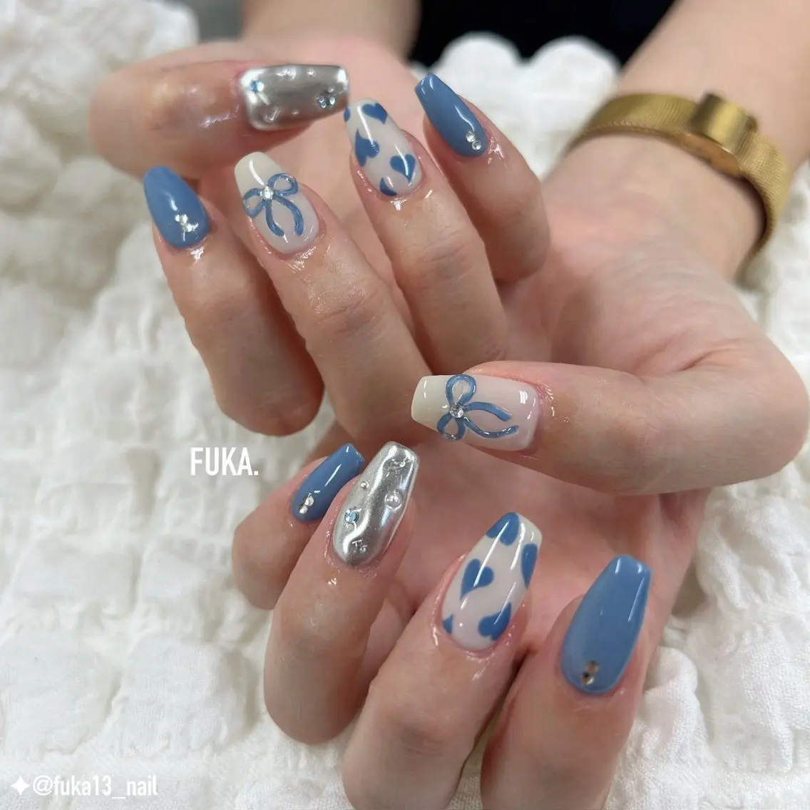 ネイル ブルー 持ち込み ハンドネイル Nail♡Fuka. /6月予約受付中のネイルデザイン