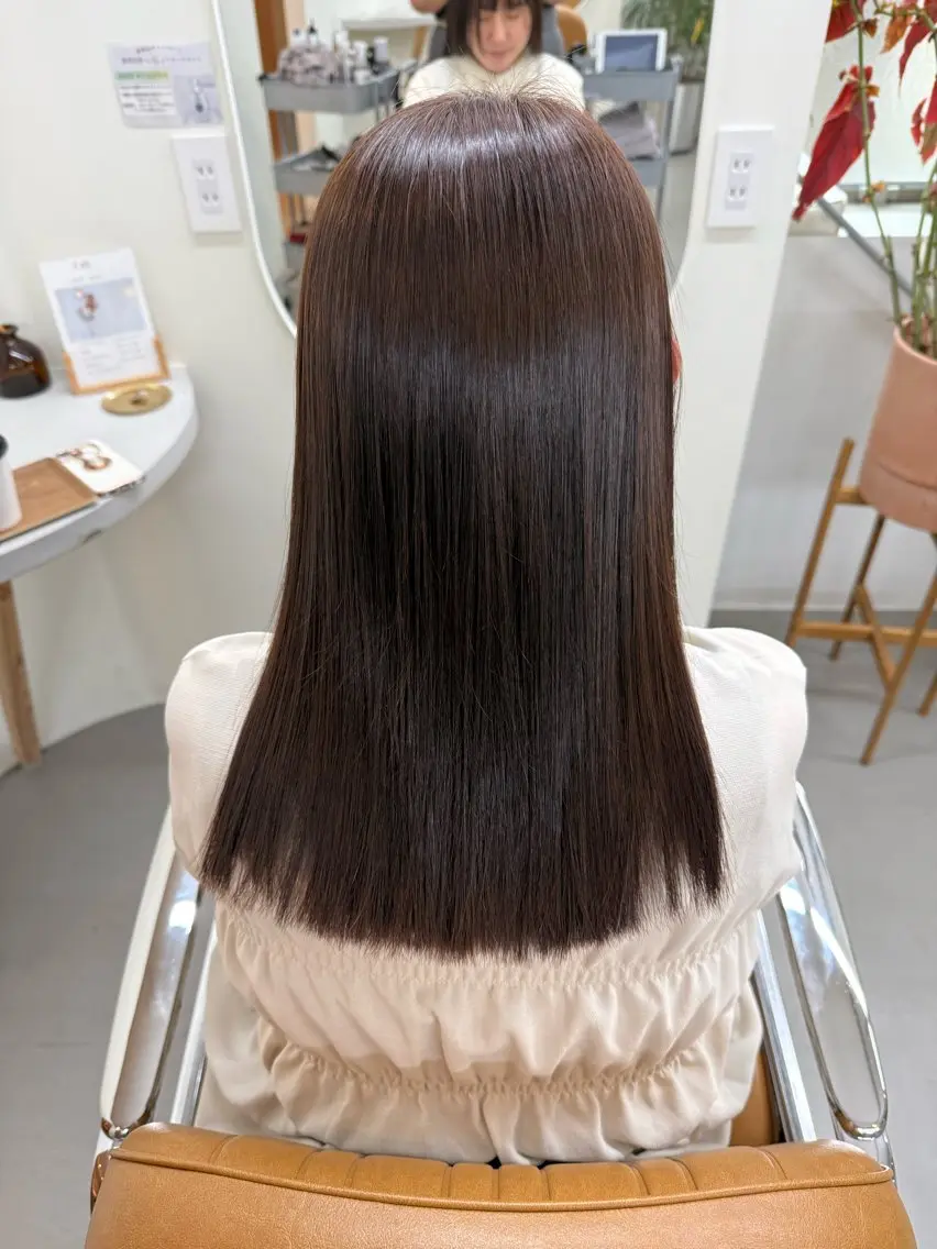カラー パーマ ブラウンカラー 髪質改善 縮毛矯正 檜 果歩のヘアスタイル