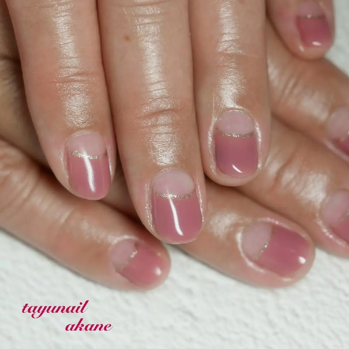 ネイル ブルー フレンチネイル ジェルネイル ゴールド オレンジ ネイルサロン 【たゆnail】のネイルデザイン