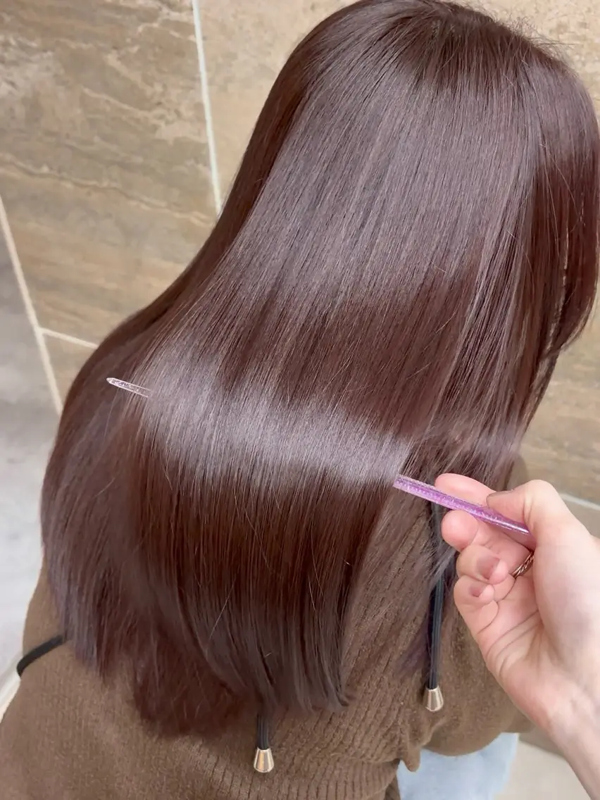 ロング カラー パーマ 髪質改善 縮毛矯正 トリートメント 《柔らかhair𓍯 》木村美姫のヘアスタイル
