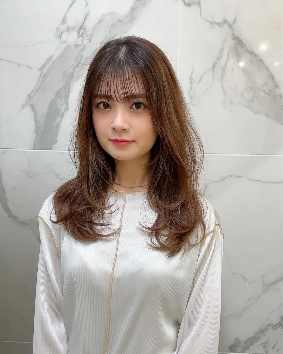 ロング 大人可愛い顔周り・ 縮毛矯正/ショウのヘアスタイル