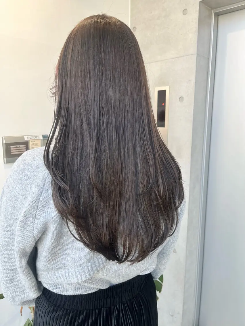 セミロング カラー パーマ ヘアアレンジ 透明感/オリーブ/ グレージュ/YUKAのヘアスタイル