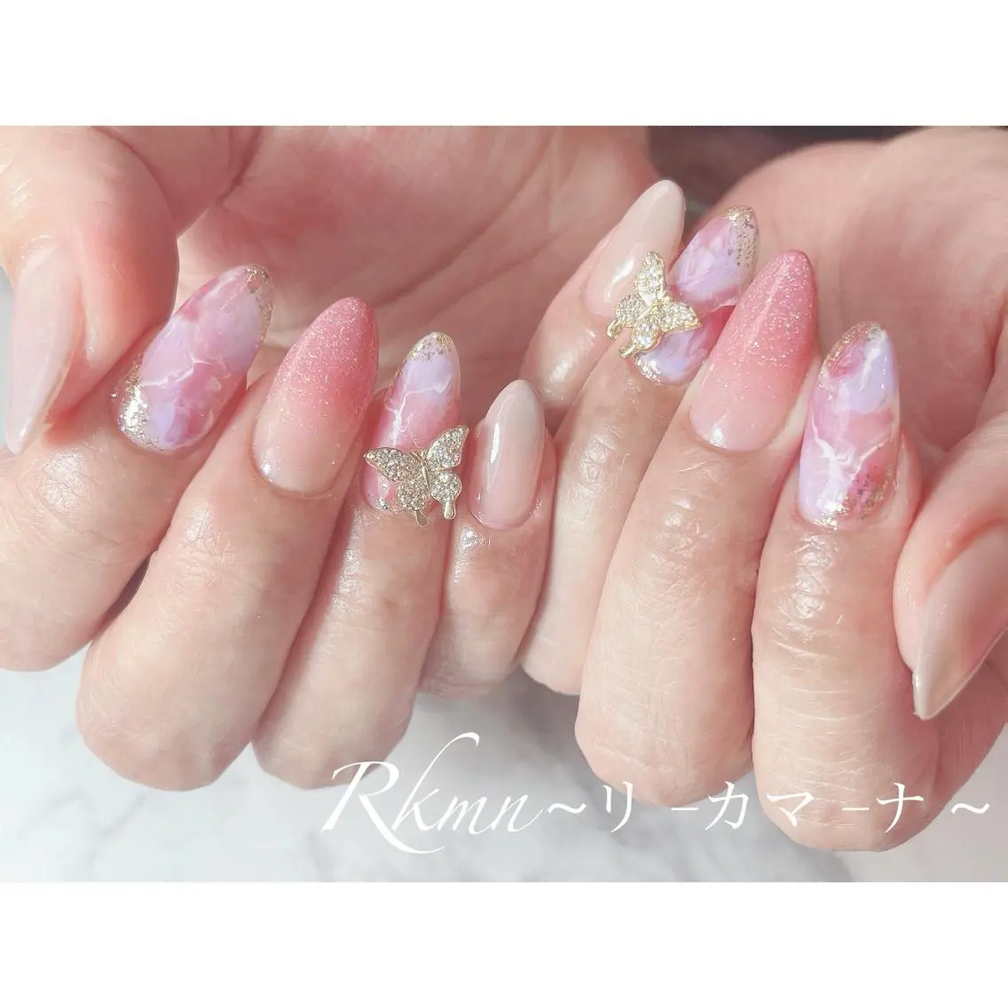 ネイル アートネイル フレンチネイル ジェルネイル グラデーション ラメ(グリッター) ハンドネイル フットネイル ハンドケア Rkmn ~リ-カマ-ナ~のネイルデザイン