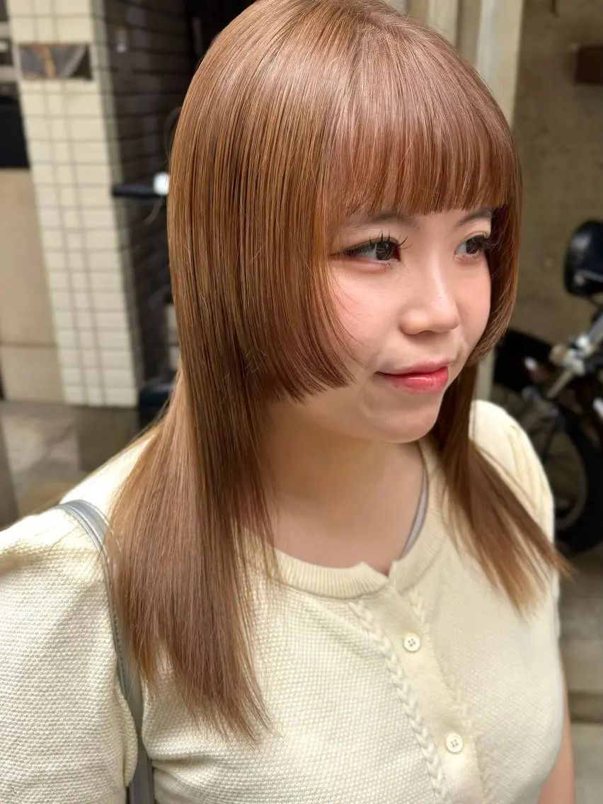 ミディアム カラー アッシュ アッシュブラウン ブラウンカラー 透明感カラー 顔まわりレイヤー カット ヘアカラー トリートメント 水原波津輝/ボブ /ニュアンスパーマのヘアスタイル
