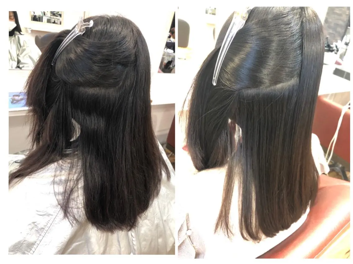 セミロング セミロングパーマ くせ毛 小顔カット前髪 顔周りカット林亮佑のヘアスタイル