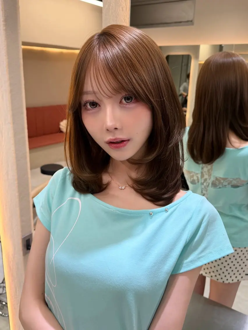 セミロング 縮毛矯正 トリートメント カット ヘアカラー トリートメント 🫧髪質改善 講師🫧🍎幹細胞のヘアスタイル
