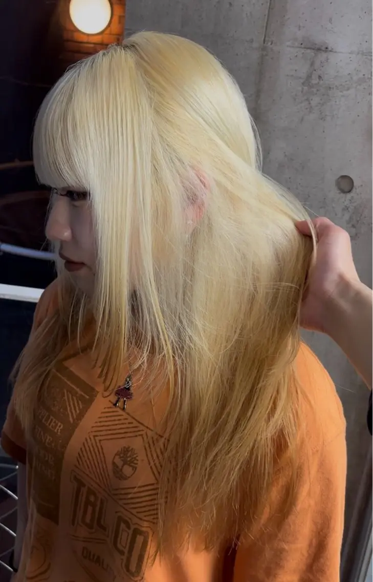 ロング カラー ベージュカラー ブロンド ヘアカラー トリートメント 落ちる黒 森崎雄斗のヘアスタイル