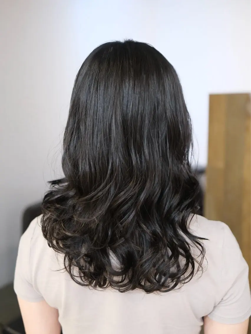 セミロング パーマ セミロングパーマ デジタルパーマ カット パーマ マオ/ 韓国風コテ巻きパーマのヘアスタイル