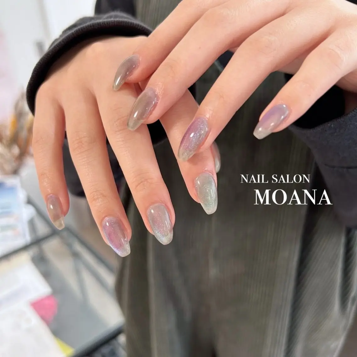 ネイル ロングネイル マグネットネイル ハンドネイル ネイル/束感まつ毛 MOANA天王寺店のマツエク・マツパデザイン