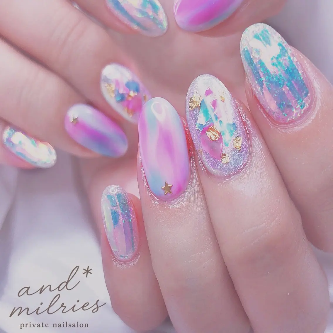ネイル アートネイル 長さ出し ハンドネイル and* milriesのネイルデザイン