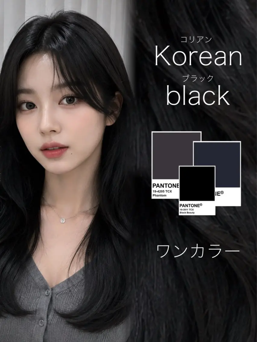 セミロング カラー 黒髪 ヘアカラー トリートメント ラベンダー💜グレー 🩶暗髪🖤のヘアスタイル
