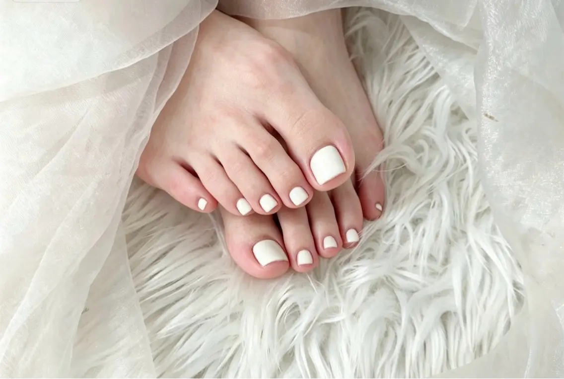 ネイル フットネイル ワンカラーネイル シンプルネイル ホワイト フットネイル Noa Nail ゆえのネイルデザイン