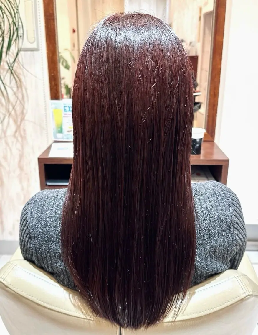 ロング カラー ボルドーカラー ブラウンカラー レッドカラー ヘアカラー Rui 【aries岩切】のヘアスタイル