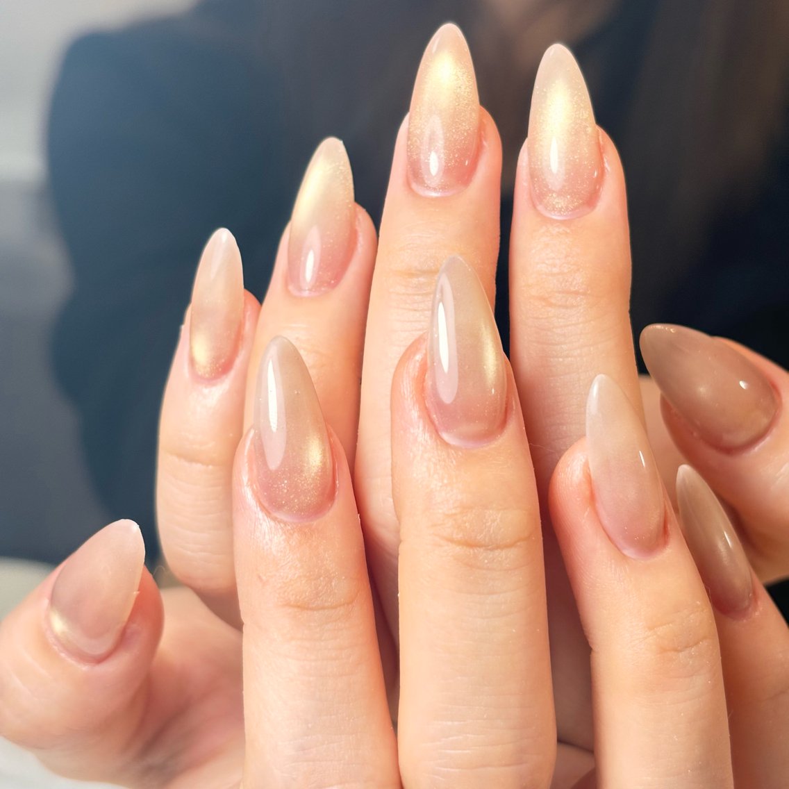 ネイル 桜ネイル 長さ出し フレンチネイル 韓国ネイル マグネットネイル ハンドネイル kiwami305 nail salonのネイルデザイン
