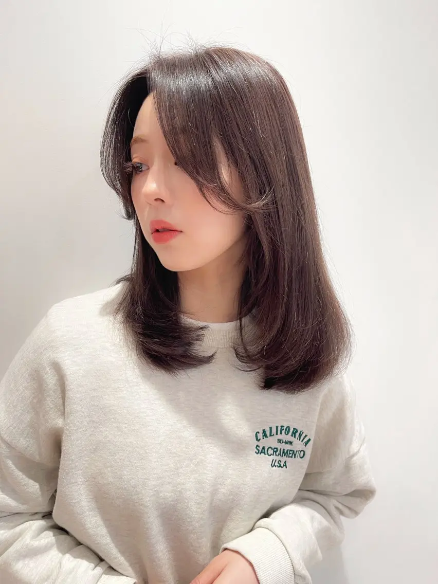 セミロング カラー パーマ ヘアアレンジ ベージュカラー ブラウンカラー ブラウンベージュ カット ヘアカラー トリートメント 髪質改善/韓国風 レイヤー/田村祐樹のヘアスタイル