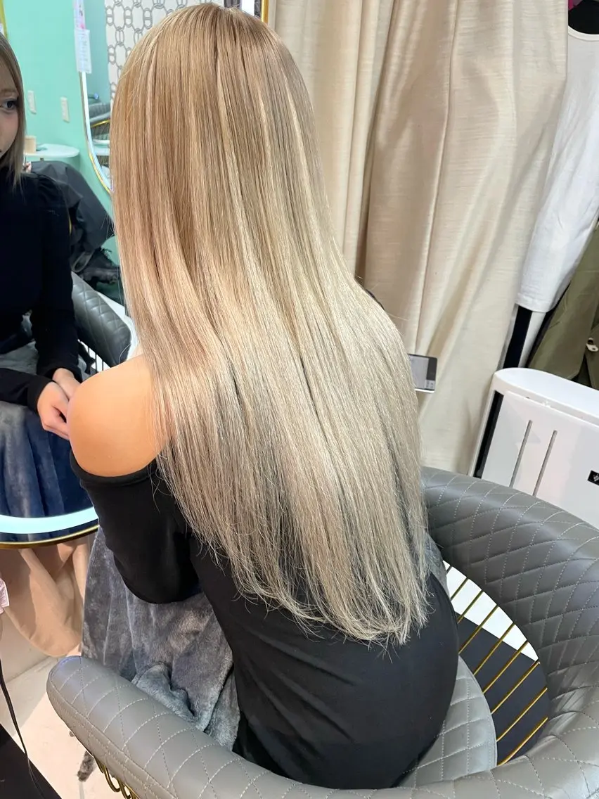 セミロング カラー プルエクステ シールエクステ セミロングパーマ 黒髪 ブリーチ カット ヘアカラー エクステ 💎ルフレ歌舞伎町 💎プルエクステのヘアスタイル