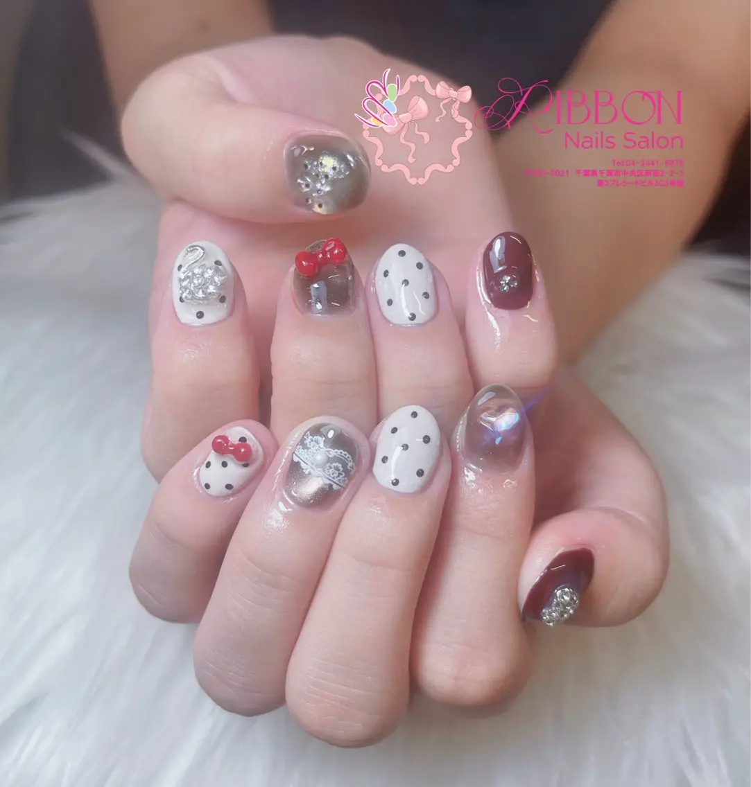 ネイル フットネイル フレンチネイル ジェルネイル マグネットネイル 持ち込み ハンドネイル Ribbonnail salonのネイルデザイン