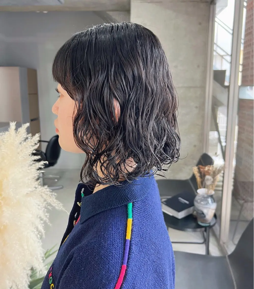 ショート パーマ カット パーマ トリートメント ボブパーマコテ巻き風 パーマNo1深江秀平のヘアスタイル