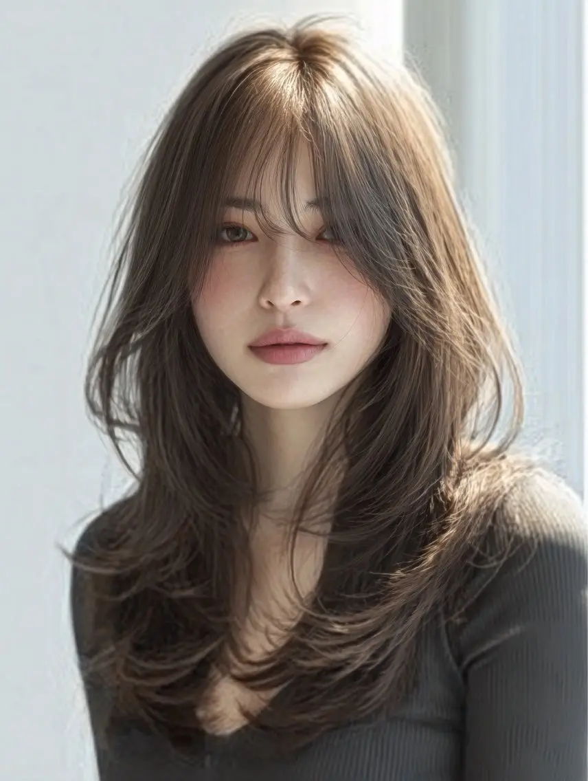 ロング 縮毛矯正 絶対綺麗な暖色カラー 🎯あります✨増渕✨のヘアスタイル