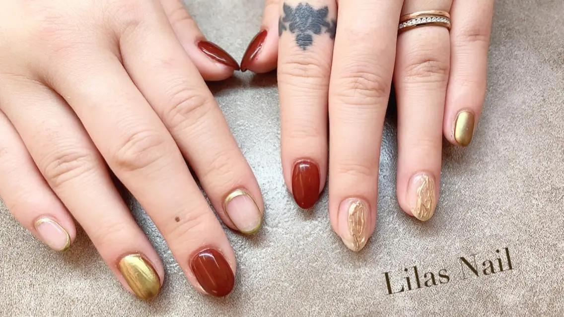 ネイル ジェルネイル ハードジェル ロングネイル マグネットネイル ミラーネイル Lilas Nailのネイルデザイン