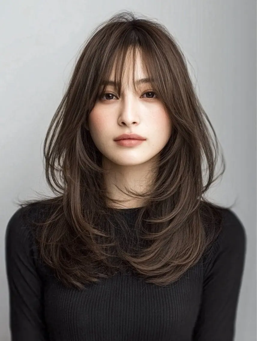 ロング 縮毛矯正 絶対綺麗な暖色カラー 🎯あります✨増渕✨のヘアスタイル