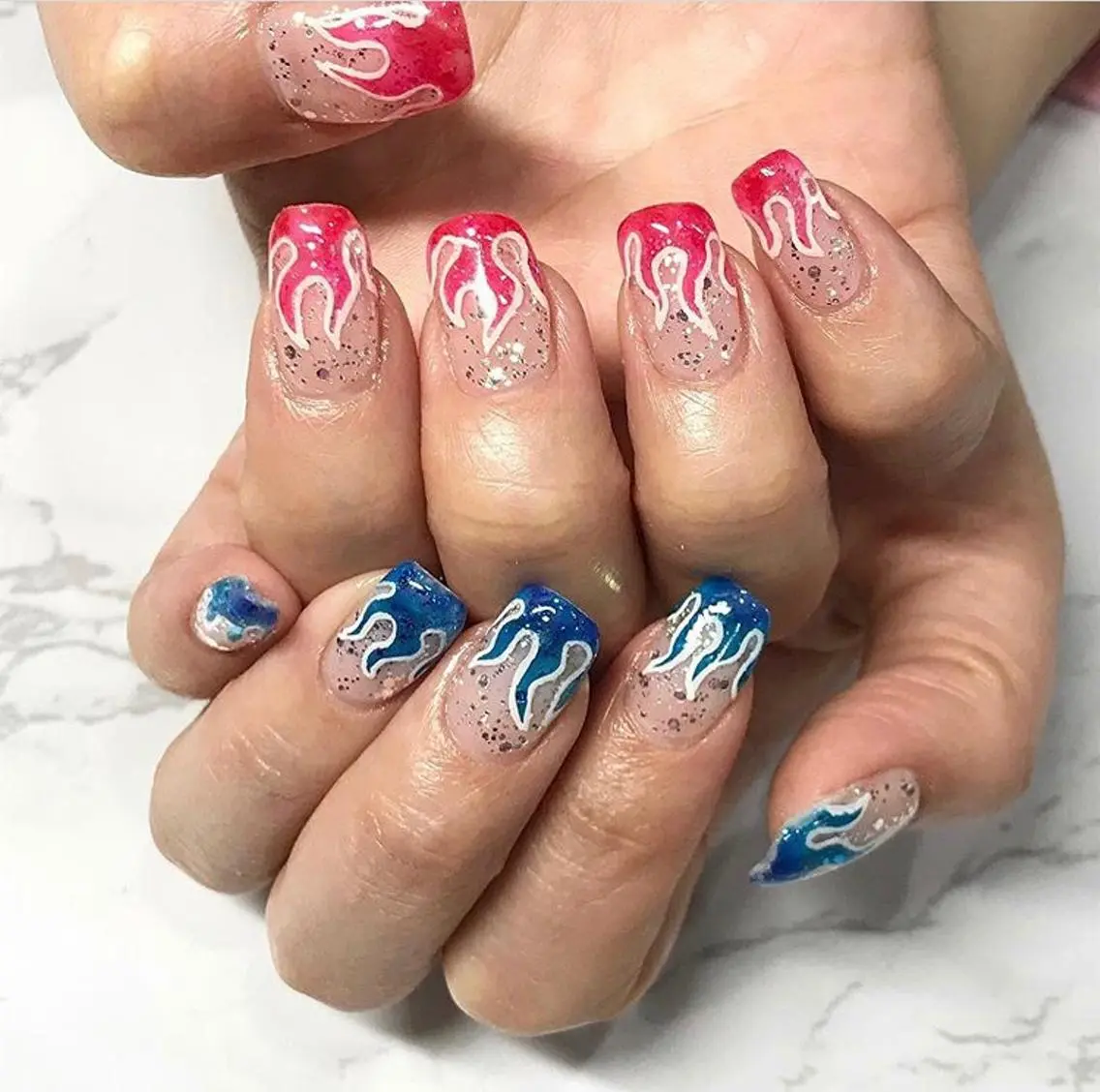 ネイル 渋谷／チップ長さ出し 👑アプレgel-xのネイルデザイン
