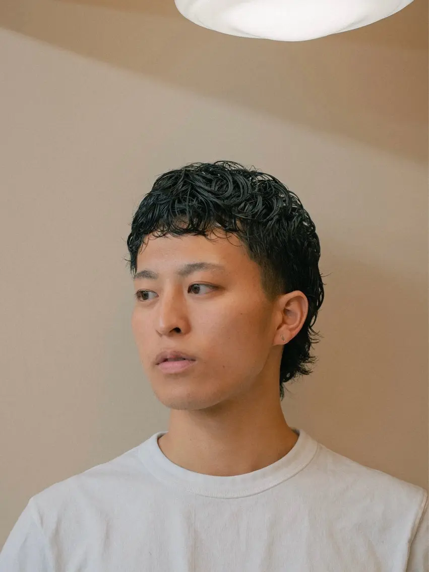 ミディアム カラー パーマ メンズ マレットヘア カット パーマ 🔗メンズサロン🔗 Kieのヘアスタイル