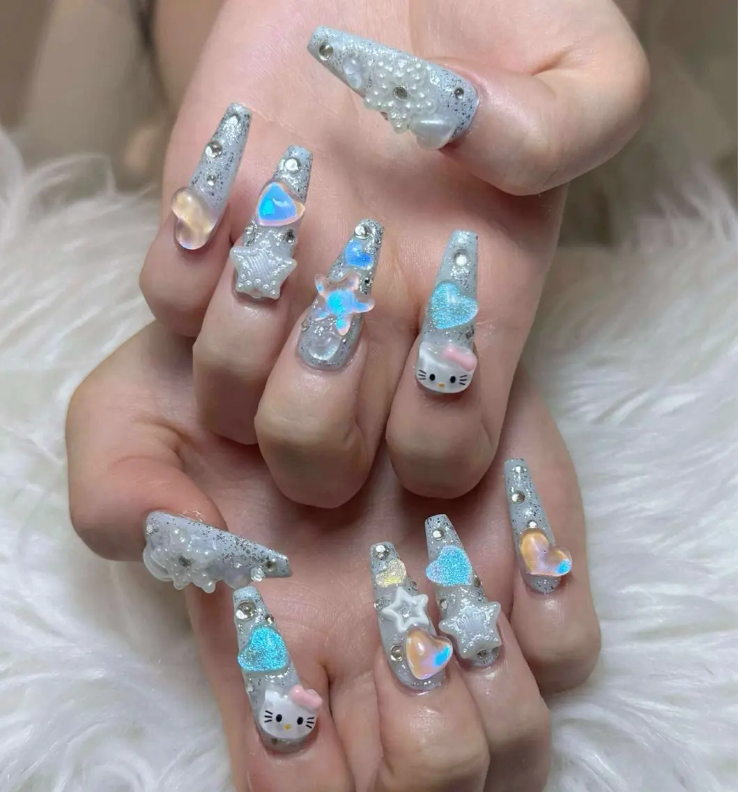 ネイル チークネイル 長さ出し フットネイル マグネットネイル 持ち込み ハンドネイル ANH NAIL ゴテゴテ専門店💎のネイルデザイン