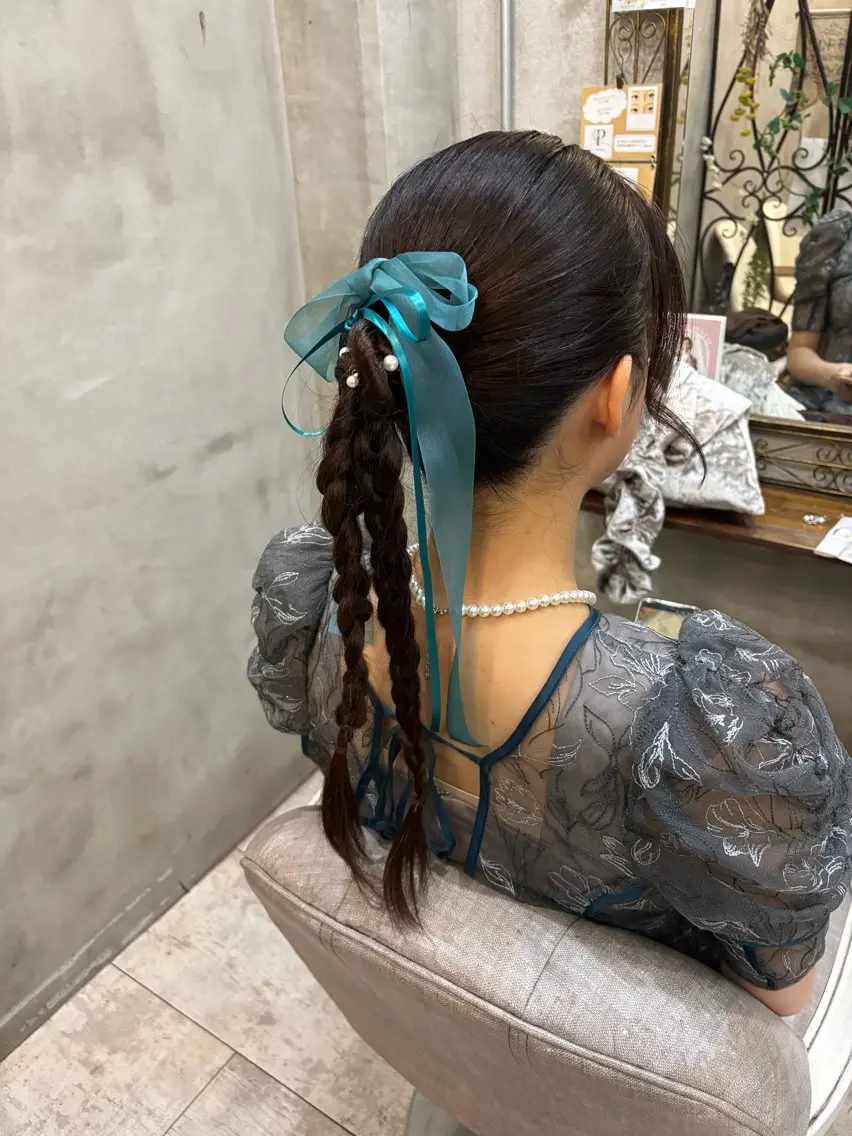 ロング ヘアアレンジ 三つ編み ヘアセット メンズ/ヘアセット/ 顔周りレイヤー/💶のヘアスタイル
