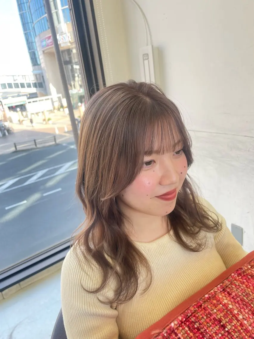 セミロング カラー 顔周りカット 小顔カット ✨似合わせ特化美容師 WILL上村 拳吾のヘアスタイル
