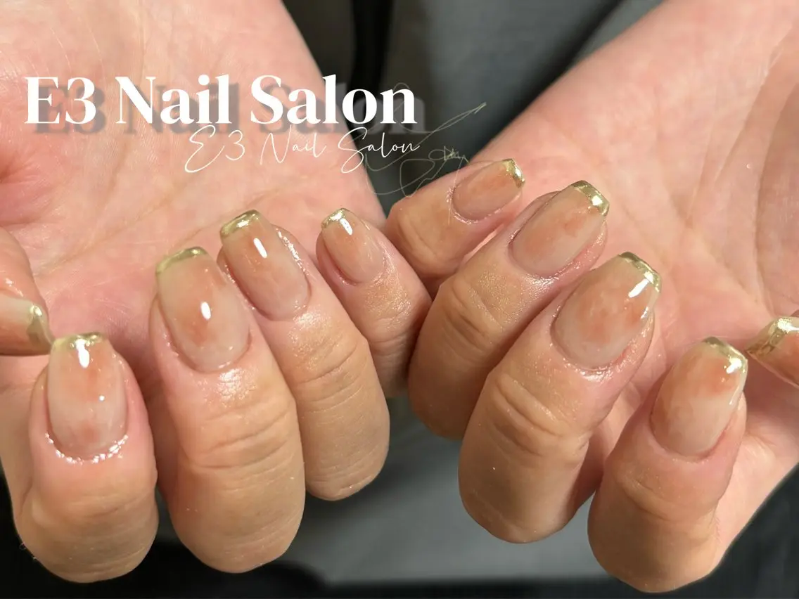 ネイル 桜ネイル フレンチネイル ジェルネイル ガラスフレンチ グラデーション ハンドネイル E3 Nail Salonのネイルデザイン