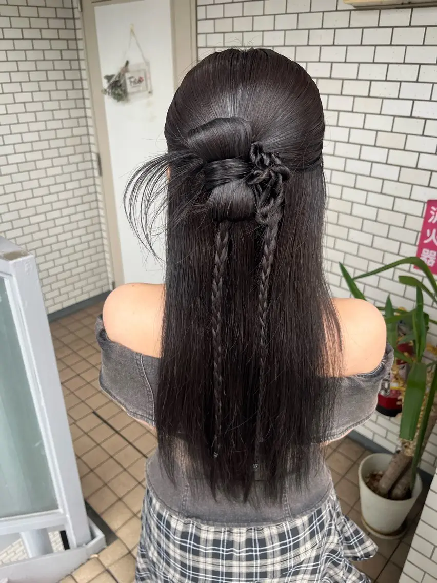 ロング ヘアアレンジ ハーフアップ 参列♡デートゆるふわ ヘアメイク🎀みゆうのヘアスタイル