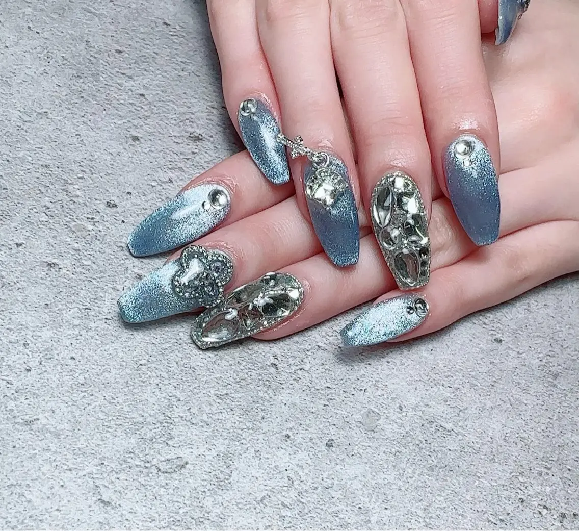 ネイル アートネイル ハート マグネットネイル 持ち込み ニュアンスネイル ハンドネイル Nailsalon Mimiy..♡のネイルデザイン