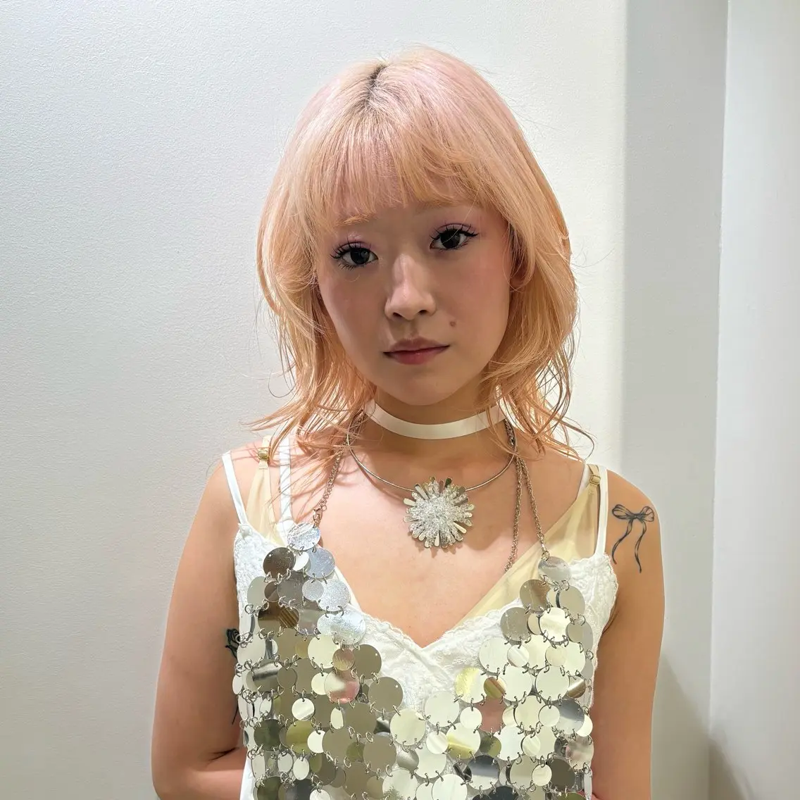ミディアム カラー ピンクカラー ヘアカラー トリートメント 的場 莉音のヘアスタイル