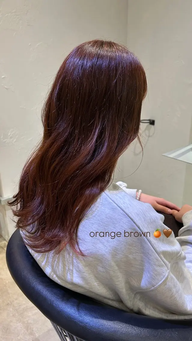 ロング カラー ブラウンカラー オレンジ オレンジブラウン 神野 柚芽のヘアスタイル