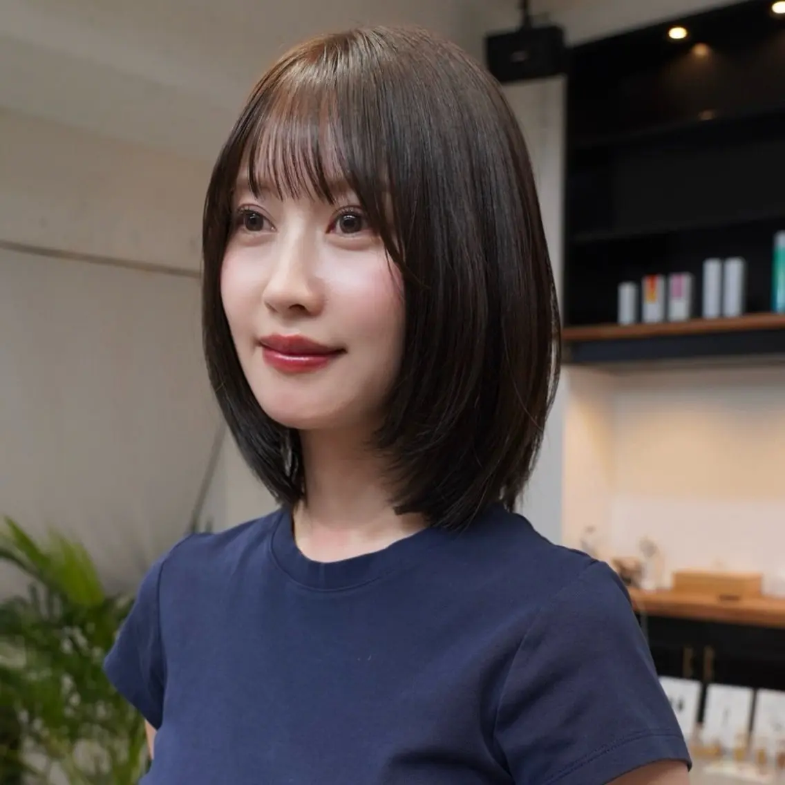 ミディアム カット ヘアカラー トリートメント ボブ／アンニュイ 🌷しだひめな🌷のヘアスタイル